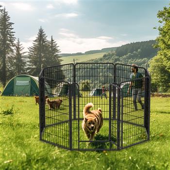 8 片重型金属游戏围栏，带门，39.37 英寸高，狗围栏，宠物运动围栏，适用于室内外