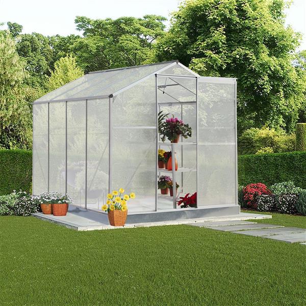 聚碳酸酯温室，6 英尺 x 8 英尺重型步入式植物园温室，适用于后院/户外-4