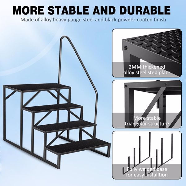 地面游泳池梯，带扶手的 RV 阶梯，重型游泳池阶梯，热水浴缸阶梯，660 磅载重量露营者阶梯凳，移动房屋登高阶梯-3