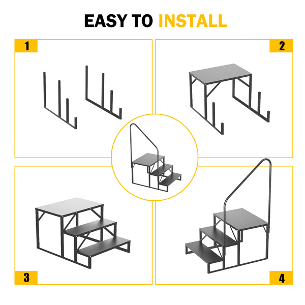 RV 阶梯凳，3 级阶梯，带扶手的热水浴缸阶梯，便携式泳池阶梯，660 磅重型阶梯架，用于露营车/门廊/SPA 泳池/宠物阶梯的户外移动房屋阶梯-4