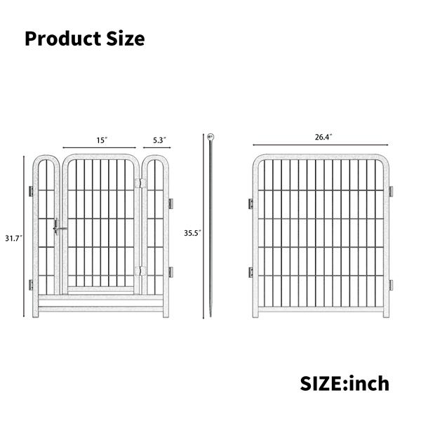 狗狗围栏 8 片式 32 英寸高 重型狗栅栏 小狗围栏 适用于大中型犬 小型犬 室内室外可折叠宠物锻炼围栏-8