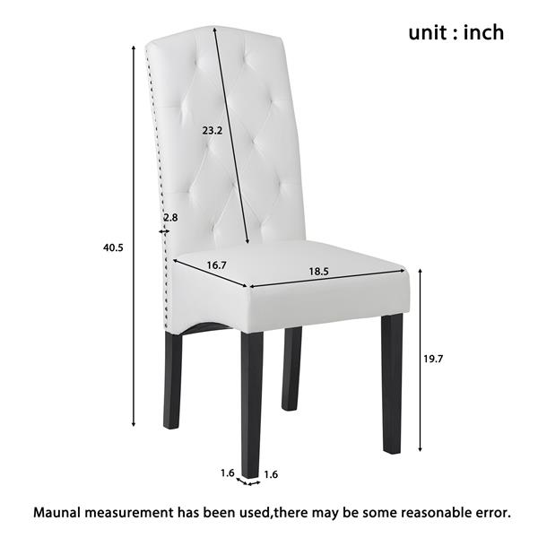 带实木腿的 PU 餐厅椅，18.11 英寸长 x 24.01 英寸宽 x 40.95 英寸高，白色-19