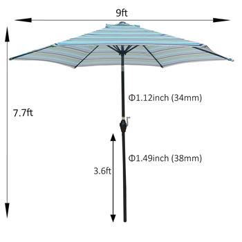 9 英尺雨伞 蓝色条纹