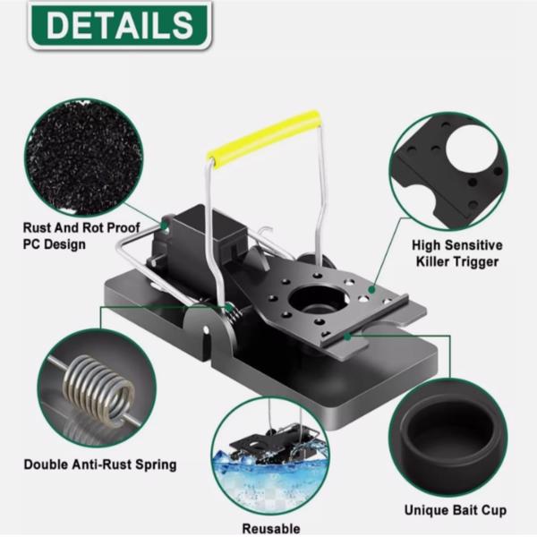 6个装大鼠陷阱老鼠可重复使用强易捕捉清洁啮齿动物控制-2