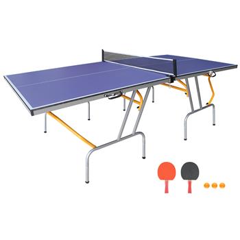 8 英尺中型乒乓球桌可折叠便携式乒乓球桌套装，适用于室内和室外游戏，配有网、2 个乒乓球拍和 3 个球