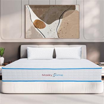 10 英寸双人床垫，带枕头，凝胶记忆泡沫床垫，盒装，中等硬度混合床垫，CertiPUR-US 认证，双人
