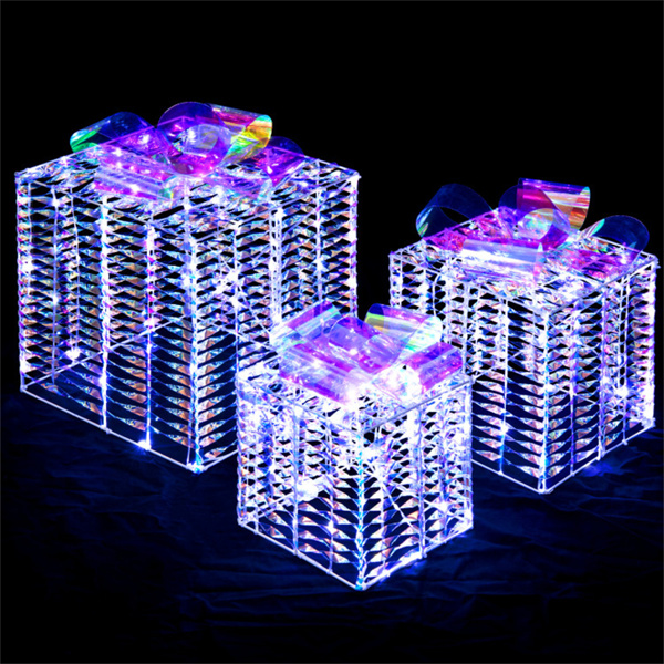 3个发光圣诞礼盒，带蝴蝶结（AMAZON禁止销售）周末不发货-5