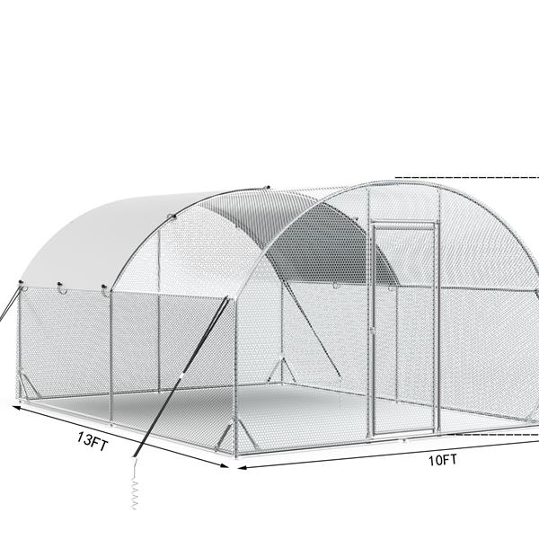 大型金属鸡舍升级三支撑金属丝网鸡舍，带防水和防紫外线罩的鸡舍，户外鸭兔屋（10'宽 x 13'长 x 6.5'高）-8