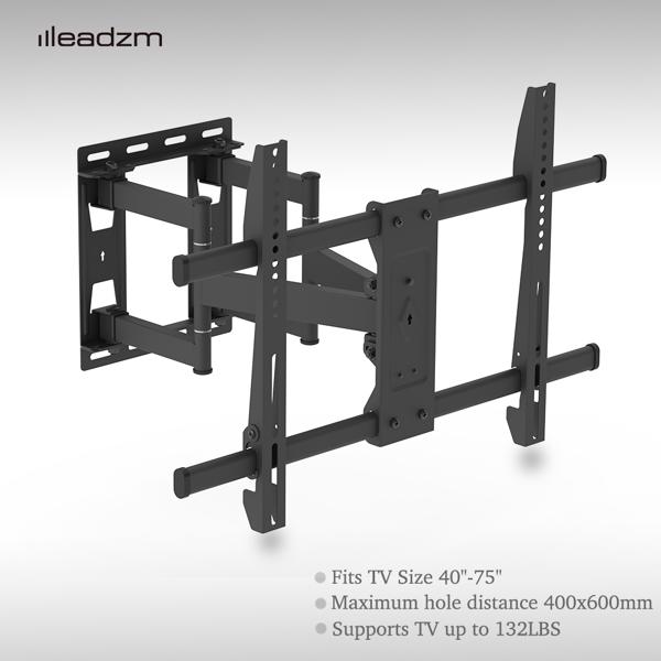 LEADZM TMDS-106 最大VES 400x600mm 壁挂电视架 60kg 可调节角度 5° 40~75 inch电视 黑色-1