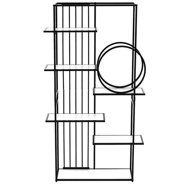6 层家庭办公室书柜开放式书架，带黑色金属框架储物大型书架家具，白色-17