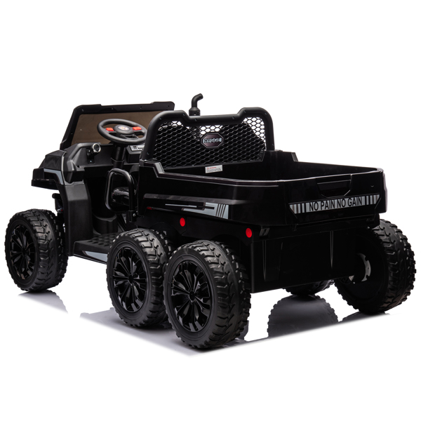 24V 2 座 UTV-XXL 儿童乘坐式卡车，带翻斗床，乘坐式 4WD UTV，6 轮，泡沫轮胎，适合越野，遥控，三点式安全带-12