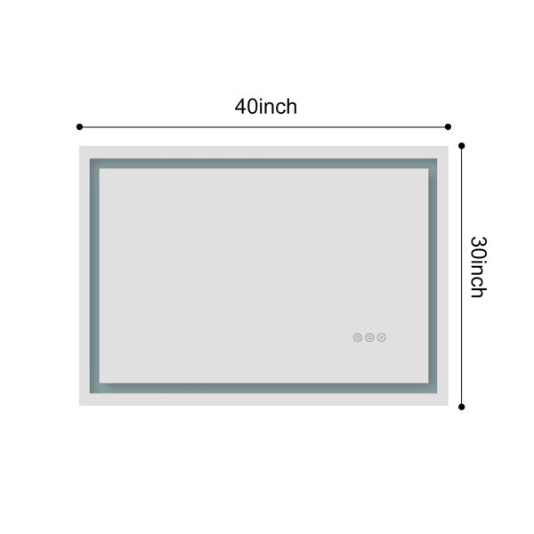 40x30 英寸 LED 浴室镜，带前灯和背光，壁挂式梳妆镜，带智能触摸按钮，防雾，记忆功能，3 种颜色，无级调光化妆镜（水平/垂直）-2