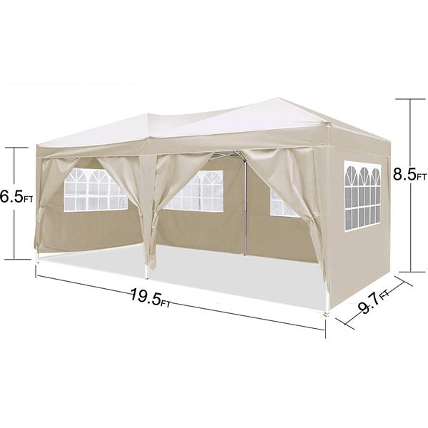 10'x20'弹出式遮阳篷户外便携式派对折叠帐篷，带 6 个可拆卸侧壁 + 便携包 + 4 个配重袋-2