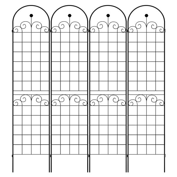 4 件装金属花园棚架，适用于户外攀缘植物，86.7 英寸 x 19.7 英寸，防锈植物支撑玫瑰棚架网架，黑色-16