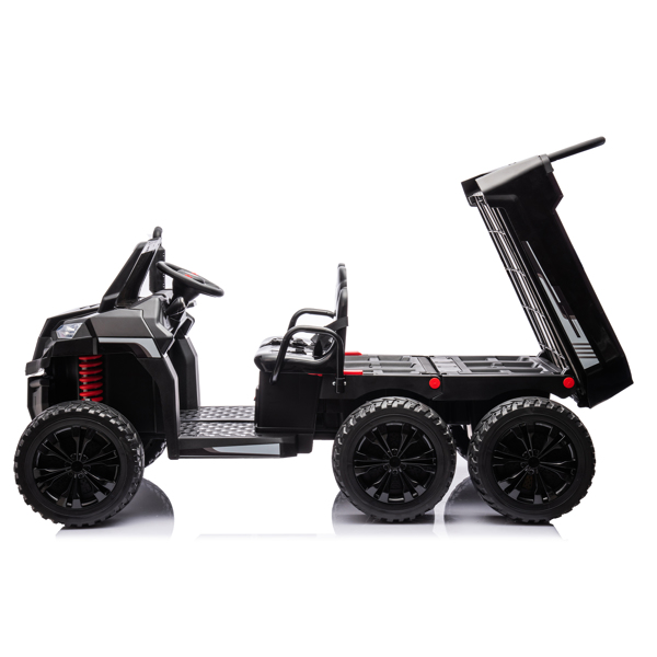 24V 2 座 UTV-XXL 儿童乘坐式卡车，带翻斗床，乘坐式 4WD UTV，6 轮，泡沫轮胎，适合越野，遥控，三点式安全带-11