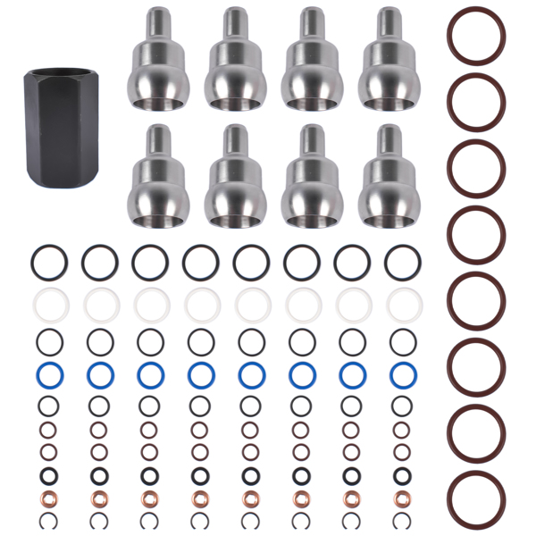 油轨泄漏维修套件 Oil Rail Leak Repair Kit Tool O-rings + Injector +  Copper Crush Washers for Ford 6.0L 2003-2010 -1