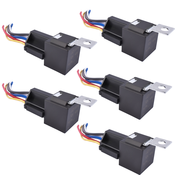 继电器套装 5Pcs Relays Switch 5Pin Harness Socket 12 Volt 40 Amp 5-Prong Waterproof Automotive Car SPDT-9