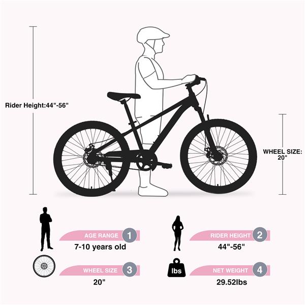 山地自行车，20 英寸 MTB，适合 7-10 岁男孩和女孩，多种颜色-6