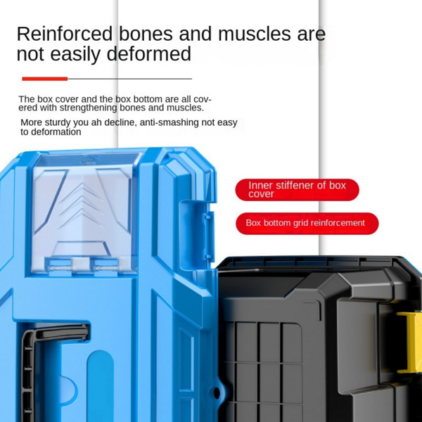 工具箱加厚储物箱五金大型工业级家用便携车多功能维修电工箱，增强型，蓝色（周末不发货，禁售亚马逊）-2