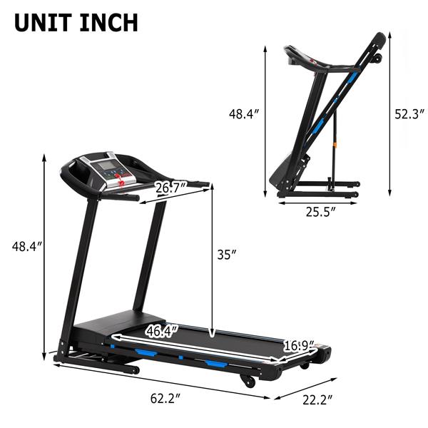 家用跑步机，自动倾斜电动跑步机，可折叠 3.5HP 健身跑步机，双跑板减震脉搏传感器蓝牙扬声器 APP FITSHOW。-15