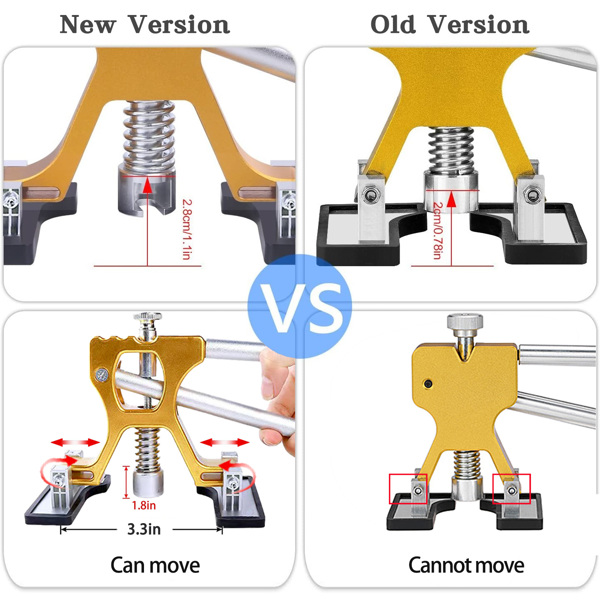 汽车凹痕去除器套件 - 凹痕去除工具可调节宽度金色升降器和胶枪适用于汽车车身摩托车冰箱和 Ding Hail 凹痕去除（金色升降器和胶枪）-5