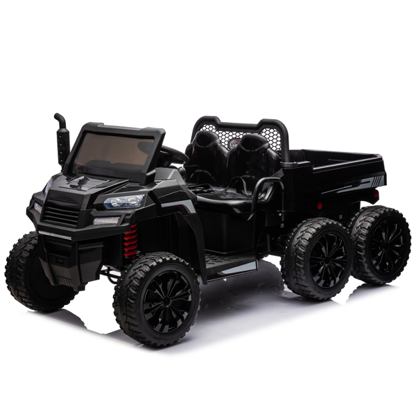 24V 2 座 UTV-XXL 儿童乘坐式卡车，带翻斗床，乘坐式 4WD UTV，6 轮，泡沫轮胎，适合越野，遥控，三点式安全带-17