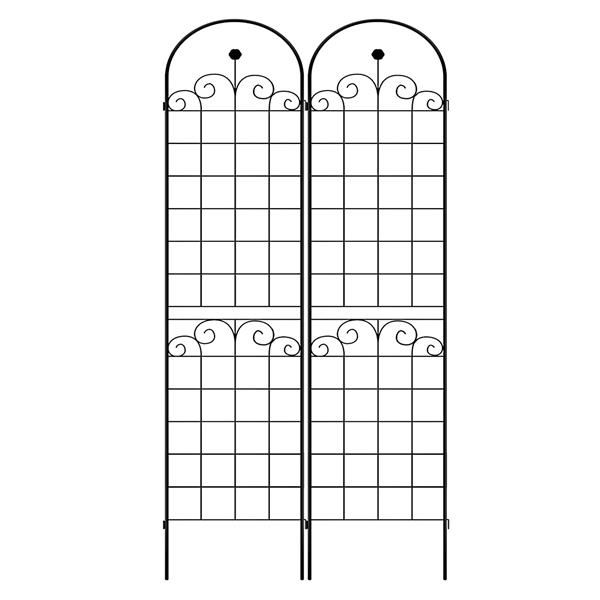 2 件装金属花园棚架，适用于户外攀缘植物，86.7 英寸 x 19.7 英寸，防锈植物支撑玫瑰棚架网架，黑色-16