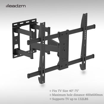 LEADZM TMDS-106 最大VES 400x600mm 壁挂电视架 60kg 可调节角度 5° 40~75 inch电视 黑色