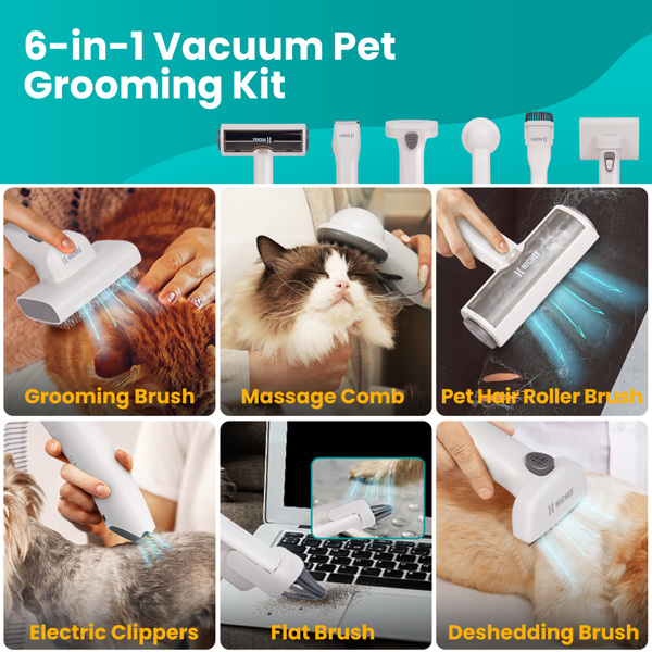 宠物吸尘器Dog Clipper with 6-in-1 Professional Pet Care Set, 2.5L cats & dogs hair remover-5