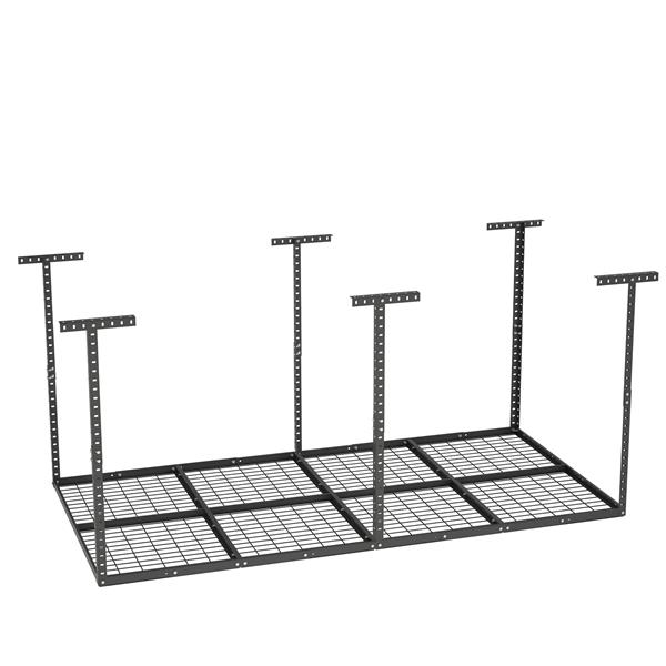 4x8 英尺高架车库储物架，可调节车库储物组织系统，重型金属车库天花板储物架，承重 660 磅，黑色-2