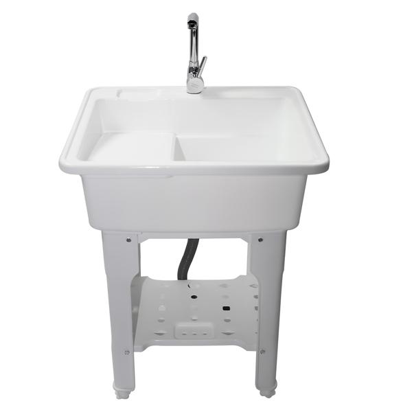 A3- 80款白色塑料洗衣槽 Gray Freestanding Plastic Utility Sinks Utility Sink Laundry Tub Outdoor Sink Drop in Deep Sink Kit with Inlet Pipe and Drain Pipe-5