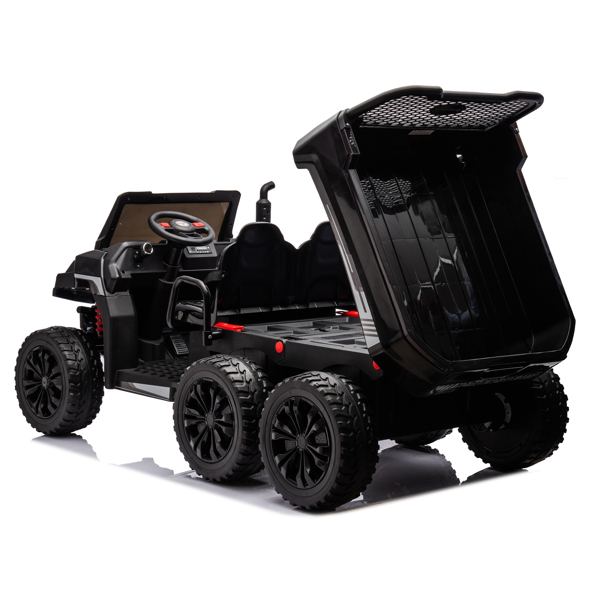 24V 2 座 UTV-XXL 儿童乘坐式卡车，带翻斗床，乘坐式 4WD UTV，6 轮，泡沫轮胎，适合越野，遥控，三点式安全带-9