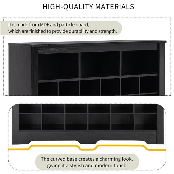 时尚时尚设计 24 鞋柜控制台，现代鞋柜带弧形底座，多功能餐柜，高品质，适用于门厅、卧室、客厅，黑色-9