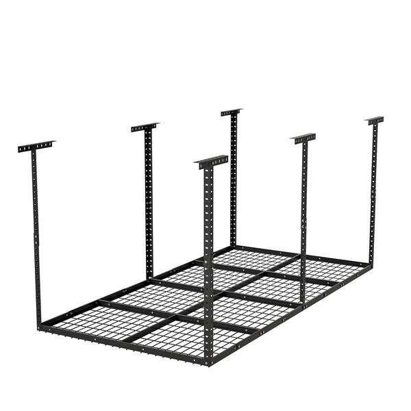 4x8 英尺高架车库储物架，可调节车库储物组织系统，重型金属车库天花板储物架，承重 660 磅，黑色-6