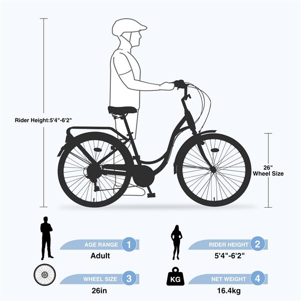 女式自行车，7 速，钢架，多种颜色-4