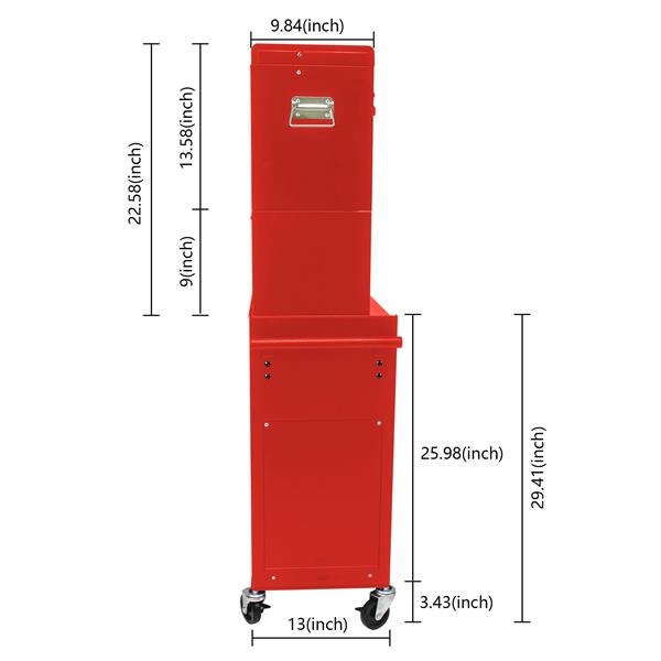 带轮子和抽屉的高容量滚动工具箱，6 抽屉工具储物柜--红色-18