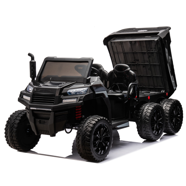 24V 2 座 UTV-XXL 儿童乘坐式卡车，带翻斗床，乘坐式 4WD UTV，6 轮，泡沫轮胎，适合越野，遥控，三点式安全带-7