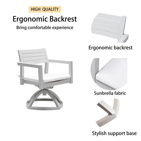 户外露台铝制旋转摇椅 2 件，带户外级 Sunbrella 织物坐垫，灰色-6