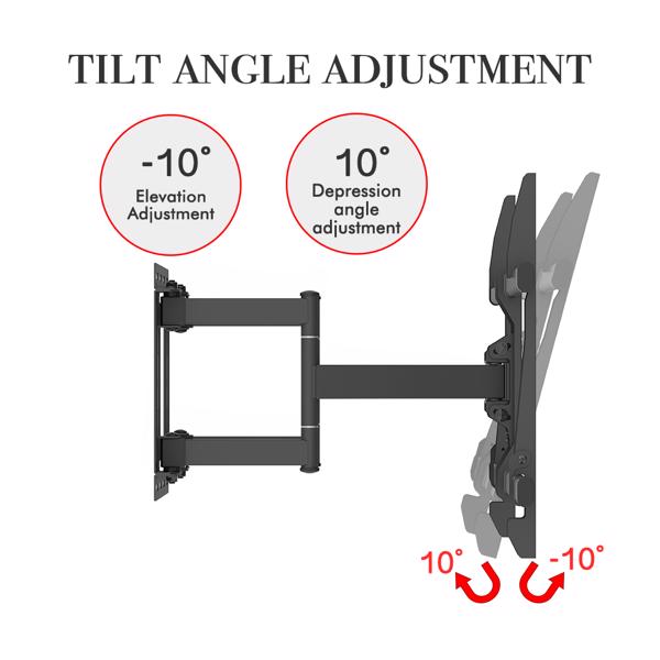 LEADZM TMDS-106 最大VES 400x600mm 壁挂电视架 60kg 可调节角度 5° 40~75 inch电视 黑色-2