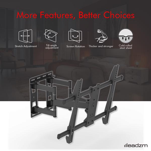 LEADZM TMDS-106 最大VES 400x600mm 壁挂电视架 60kg 可调节角度 5° 40~75 inch电视 黑色-4