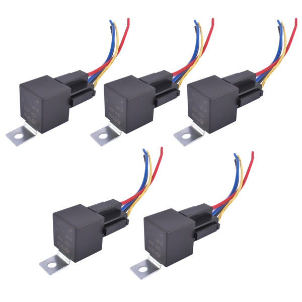 继电器套装 5Pcs Relays Switch 5Pin Harness Socket 12 Volt 40 Amp 5-Prong Waterproof Automotive Car SPDT-8