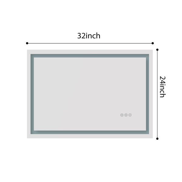 32x24 英寸 LED 浴室镜，带前灯和背光，壁挂式梳妆镜，带智能触摸按钮，防雾，记忆功能，3 种颜色，无级调光化妆镜（水平/垂直）-6