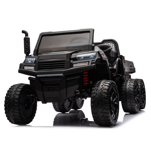 24V 2 座 UTV-XXL 儿童乘坐式卡车，带翻斗床，乘坐式 4WD UTV，6 轮，泡沫轮胎，适合越野，遥控，三点式安全带-24