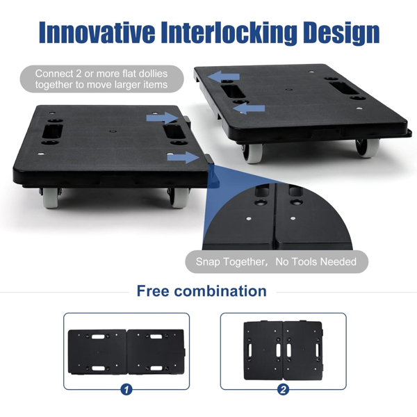 家具移动推车，16 x 11英寸500磅容量的家具移动器推车，4轮，便携式移动滚轮，重型，用于重型家具的联锁小型平板推车，2件套，黑色（周末不发货，禁售亚马逊）-4