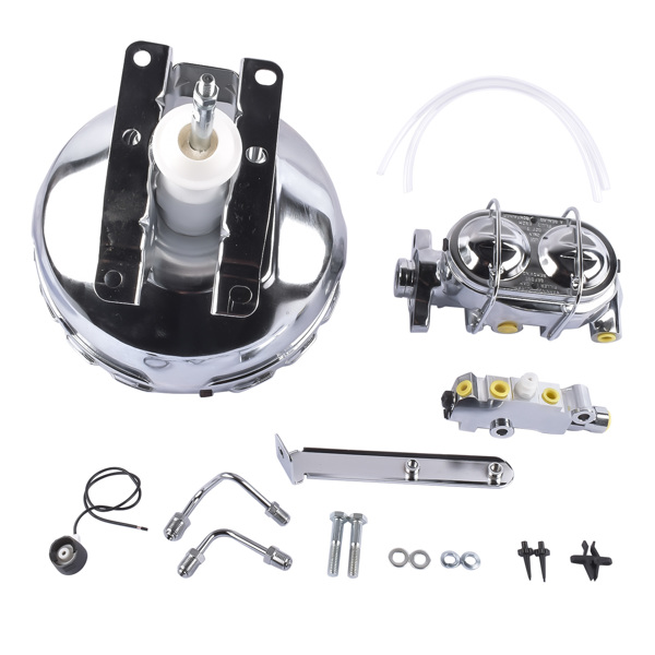 刹车总成 For 1973-1993 Chevy GMC Truck Chrome 11" Brake Booster Master Cylinder & Valve Kit-6