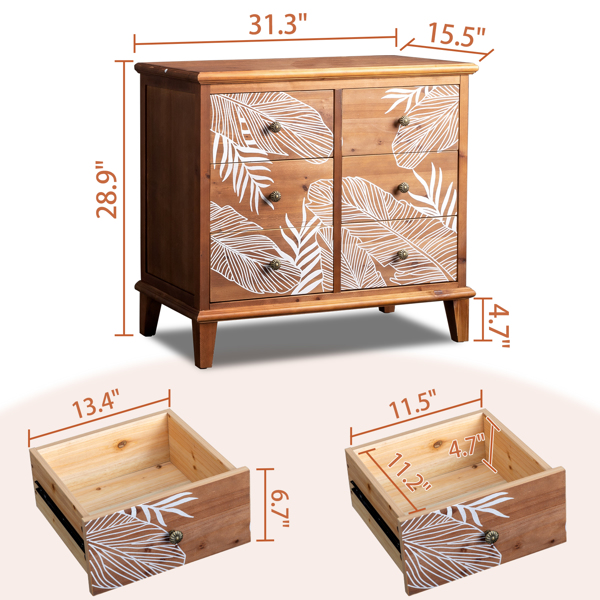  棕色 中纤板贴木皮+实木框架 80*40*73cm 六抽 抽屉柜 波西米亚-9