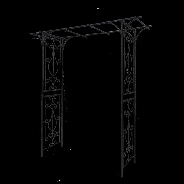 金属花园拱门 长 80.3 英寸 x 宽 20.47 英寸 x 高 81.1 英寸 攀缘植物支撑玫瑰拱门户外黑色-1
