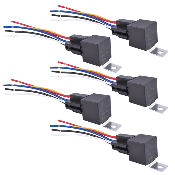 继电器套装 5Pcs Relays Switch 5Pin Harness Socket 12 Volt 40 Amp 5-Prong Waterproof Automotive Car SPDT-1