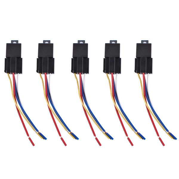 继电器套装 5Pcs Relays Switch 5Pin Harness Socket 12 Volt 40 Amp 5-Prong Waterproof Automotive Car SPDT-3