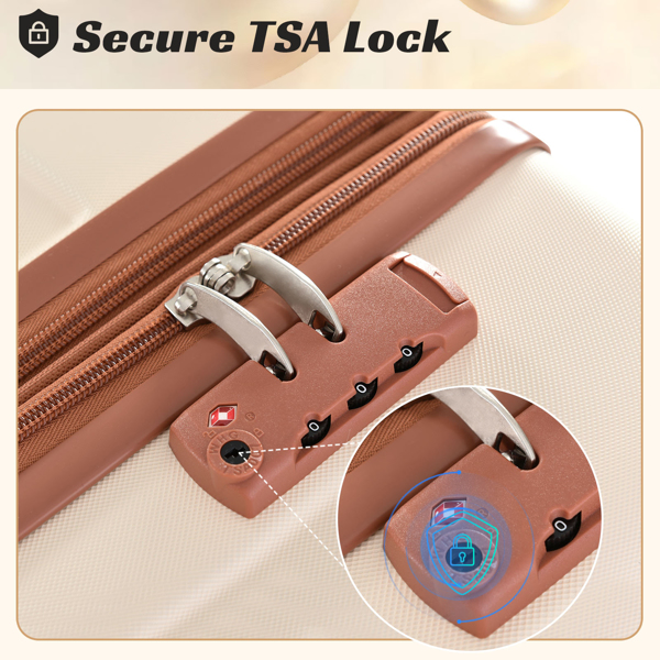 硬壳行李箱，轻便耐用 ABS 行李箱，带双轮 TSA Lock 20 英寸（单个行李箱）-5